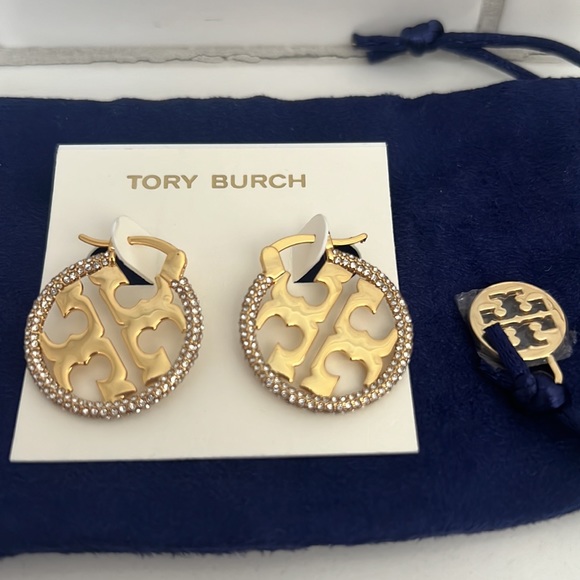 Tory Burch Large Gold Logo Hoop Earrings โจ - Picture 11 of 16